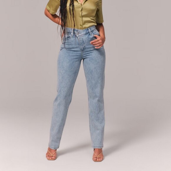 Abercrombie Curve Love Ultra High Rise 90s Straight Jean - size 32 (14) R - Picture 2 of 7